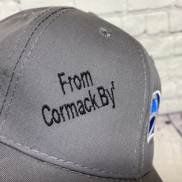 Vintage Hat Cap Strap Back Gray Black From Cormack By Flag Embroidered AJM 90s - Picture 7 of 9